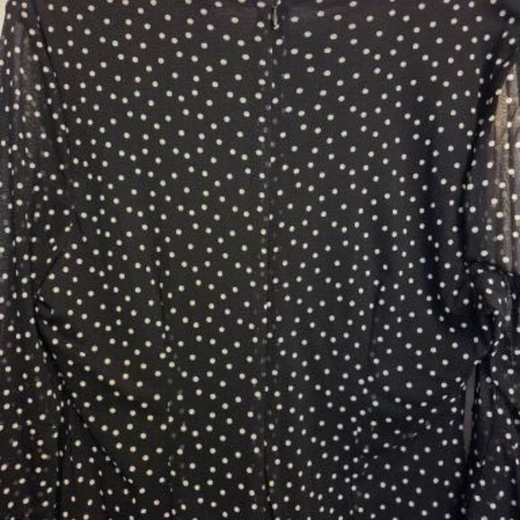 INC Black with white polka dots. Sheer bell sleeve zippered back. Size XL. NWT - Picture 5 of 7
